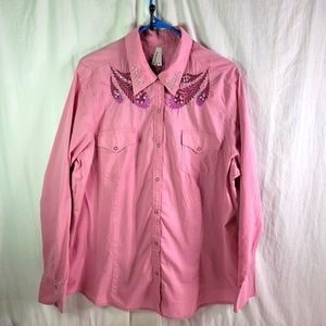 Roper womens western cow girl rodeo shirt with embroidery size 2x In dus…